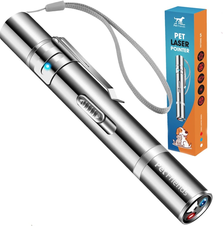 PetFriends USB laserpen voor katten oplaadbaar RVS met 5 patronen
