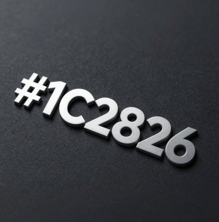 A high-detail close-up of a typographic logo design. The text is crisp and modern, set against a dark, textured background of #1C2826. The lighting focuses on the sharp edges of the characters, showcasing professional polish and minimalist elegance.