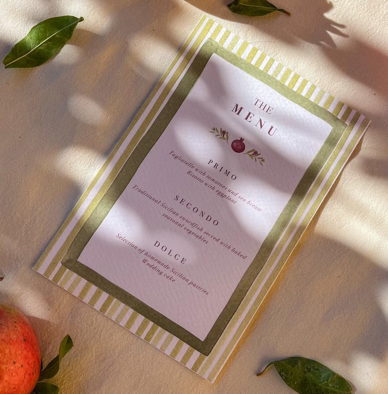 custom menu for wedding in italy 