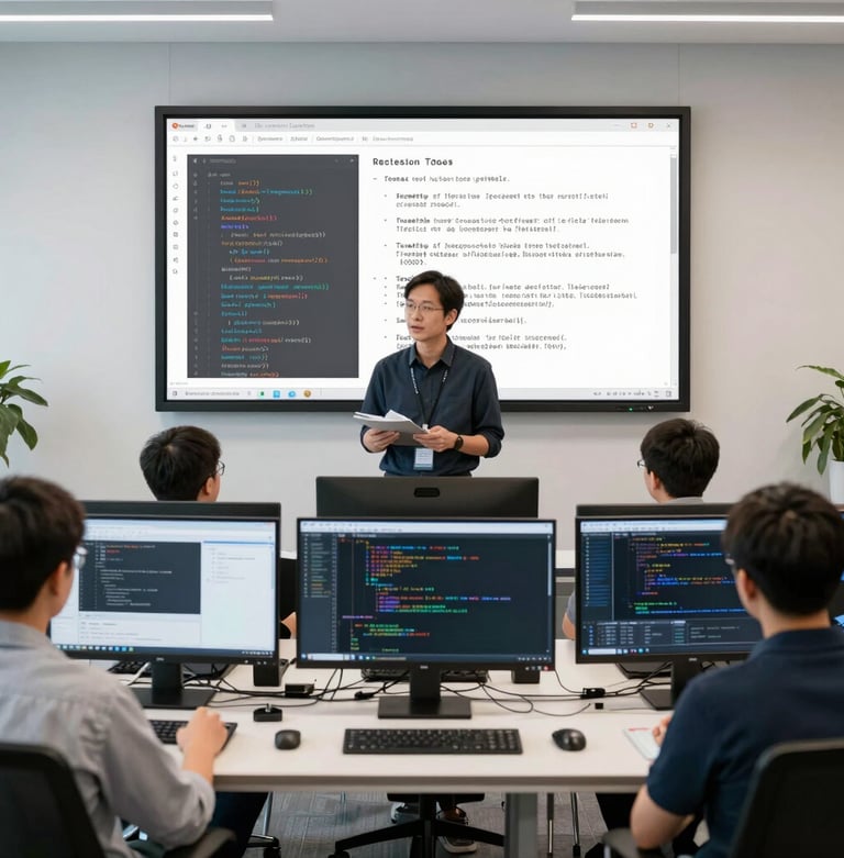 A sleek, minimalist office space with sunlight streaming through large windows, featuring a team collaborating on digital strategy around a modern table.