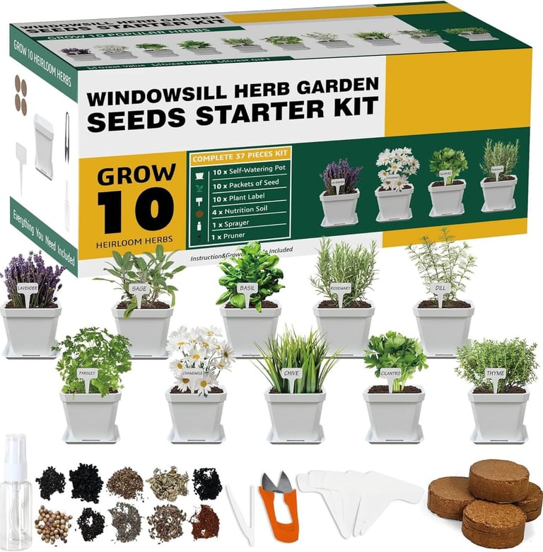 10 Herb Seeds Garden Starter Grow Kit