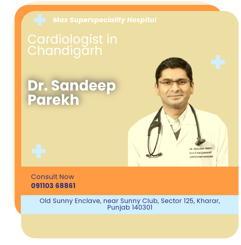 A graphical representation highlighting Dr. Sandeep Parekh as the Best Cardiologist in Chandigarh.