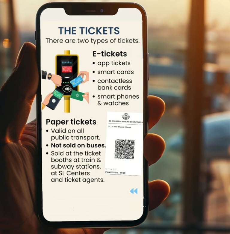 Page in guide about Stockholm public transport tickets