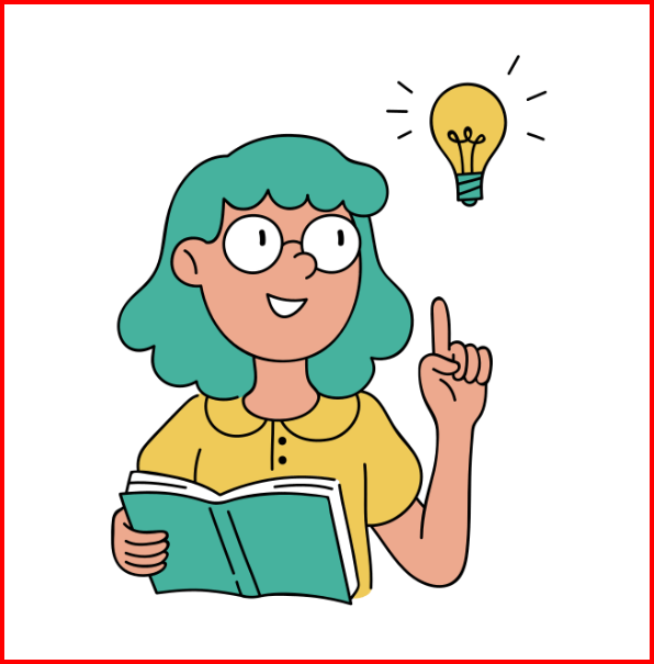 A woman with green hair who just got an idea (lightbulb)