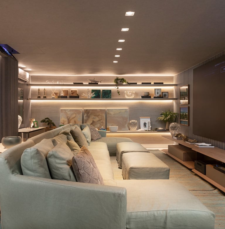 projeto de home cinema em casa moderna