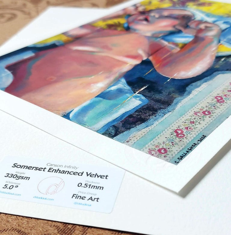 A photo showing actual giclee prints by Christine Gallagher