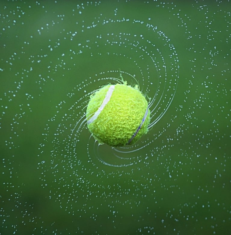 Image balle de tennis mouillée