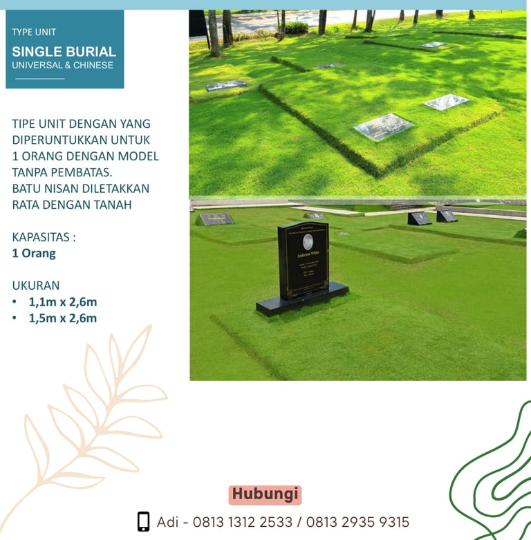Informasi makam san diego hills memorial park tipe single burial 1.1x2.6