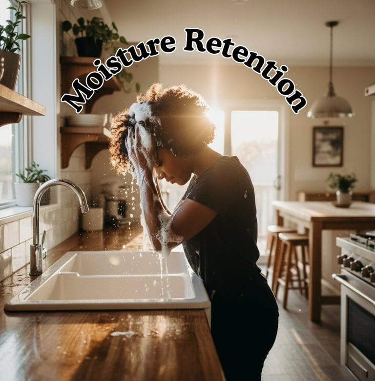 black woman washing her hair