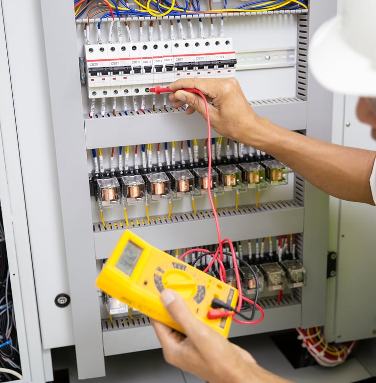 Técnico analizando datos eléctricos en un software especializado.
