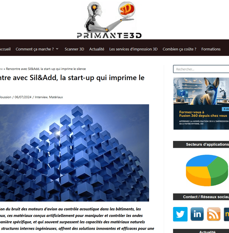 capture d'écran du site Primante3D