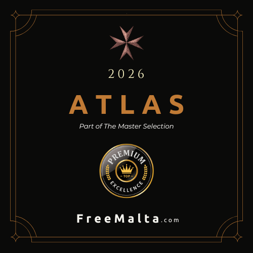 Atlas 2026 Master Selection award emblem with a gold premium excellence badge on a black background.
