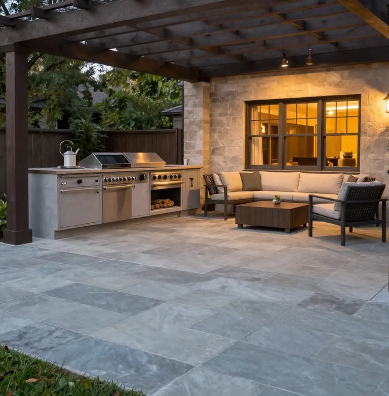 Beautiful outdoor living space decorative concrete patio