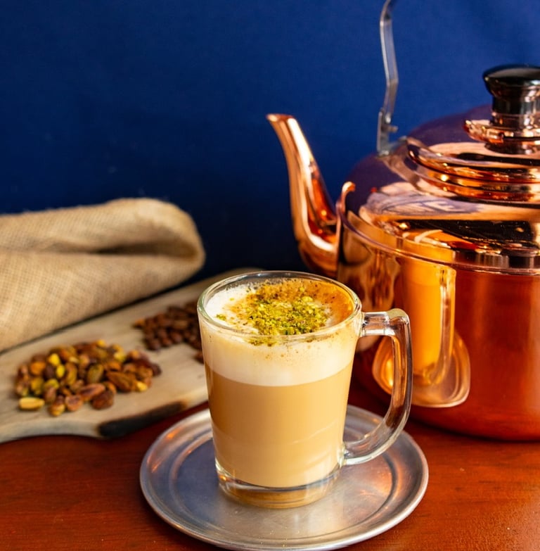 Best Spanish latte with Pistachio garnish at a Chai Shop
