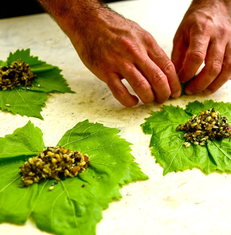 Dolmadakia cooking class from Villa Eats private chefs Naxos