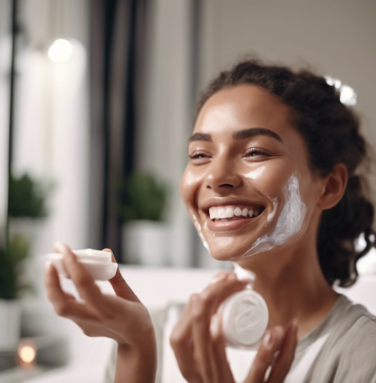 a woman's hand holding a bottle of lotion