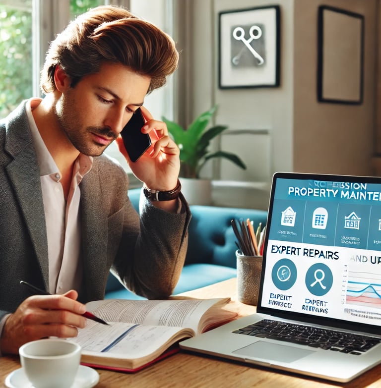 A London landlord contacting a professional property maintenance service for expert repairs and upke