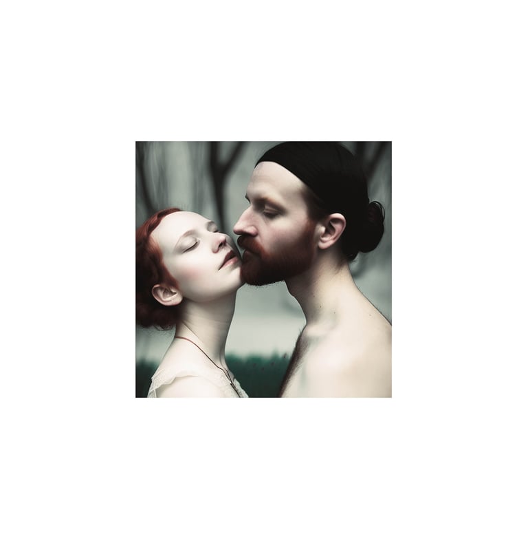 a man and woman kissing in a photo