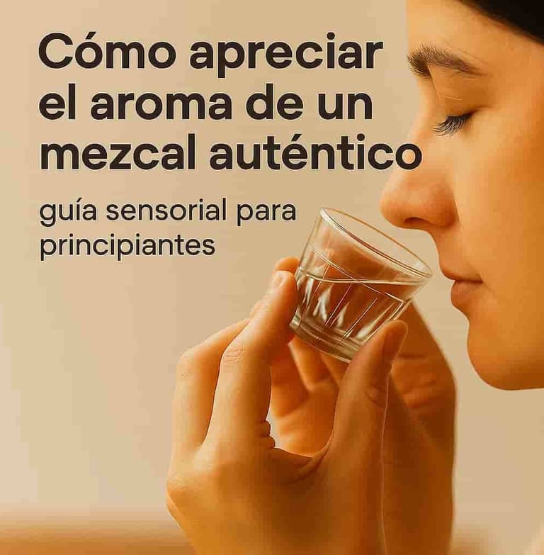 Persona catando el aroma de un mezcal artesanal auténtico en una copa veladora.