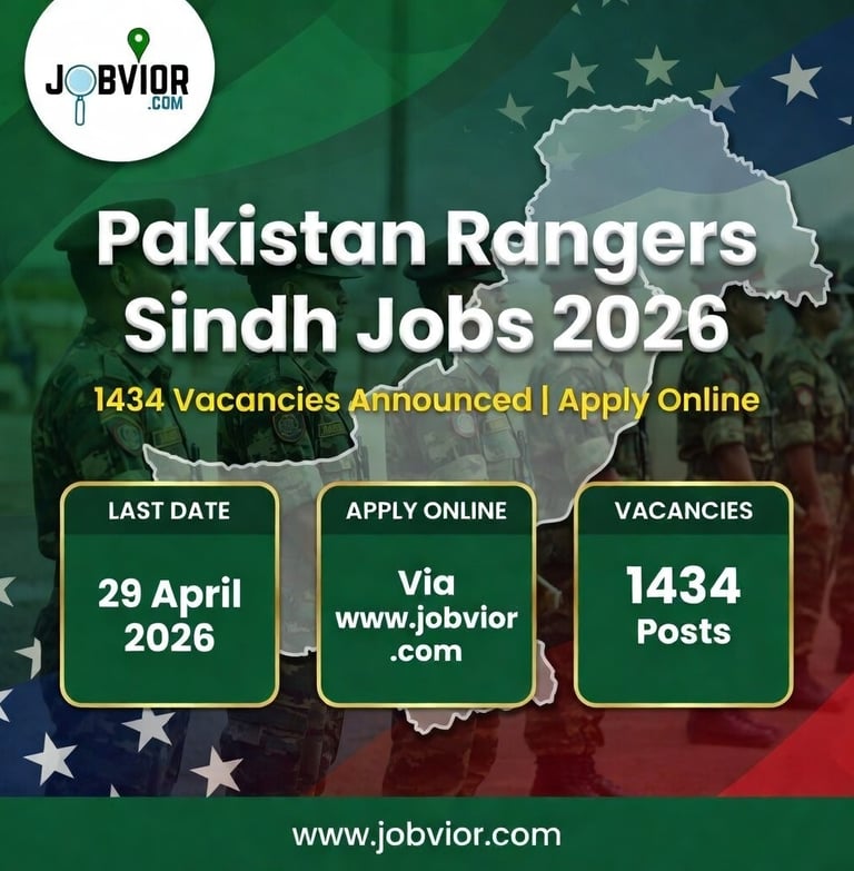 "Pakistan Rangers Sindh Jobs 2026 – 1434 Vacancies Announced | Last Date 29 April 2026 | Apply Onlin