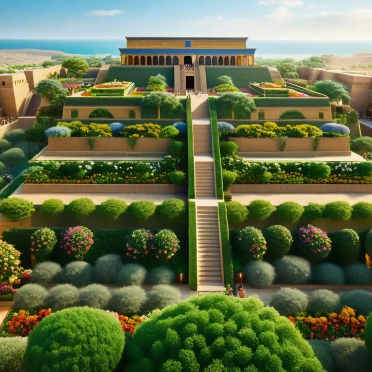imagem colorida com cores vibrantes do jardim da babilonia