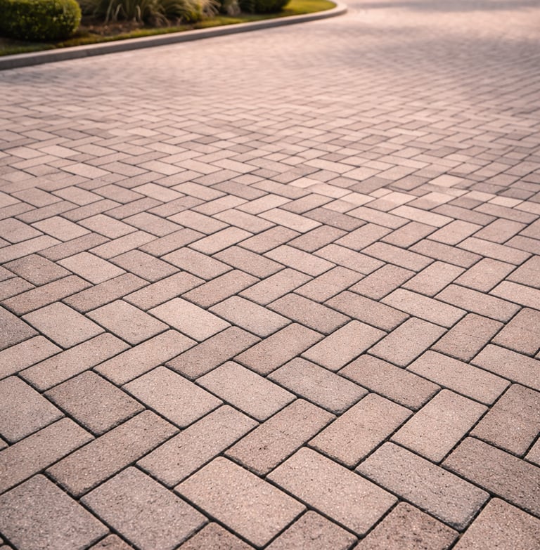 Pavimento intertravado de concreto paver em rua de condomínio de alto padrão