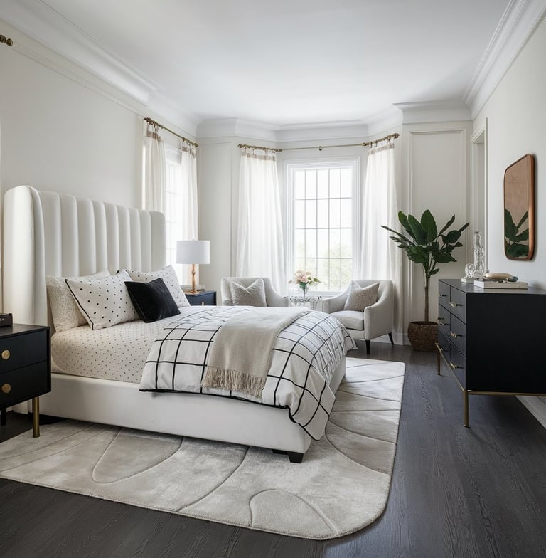 a bedroom with a bed and a chair