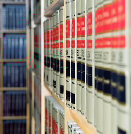 lawyer office with law journals, books