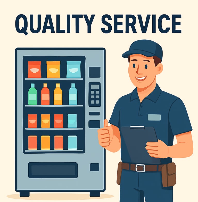 A sleek Snackora vending machine stocked with colorful, healthy snacks in a busy office lobby.