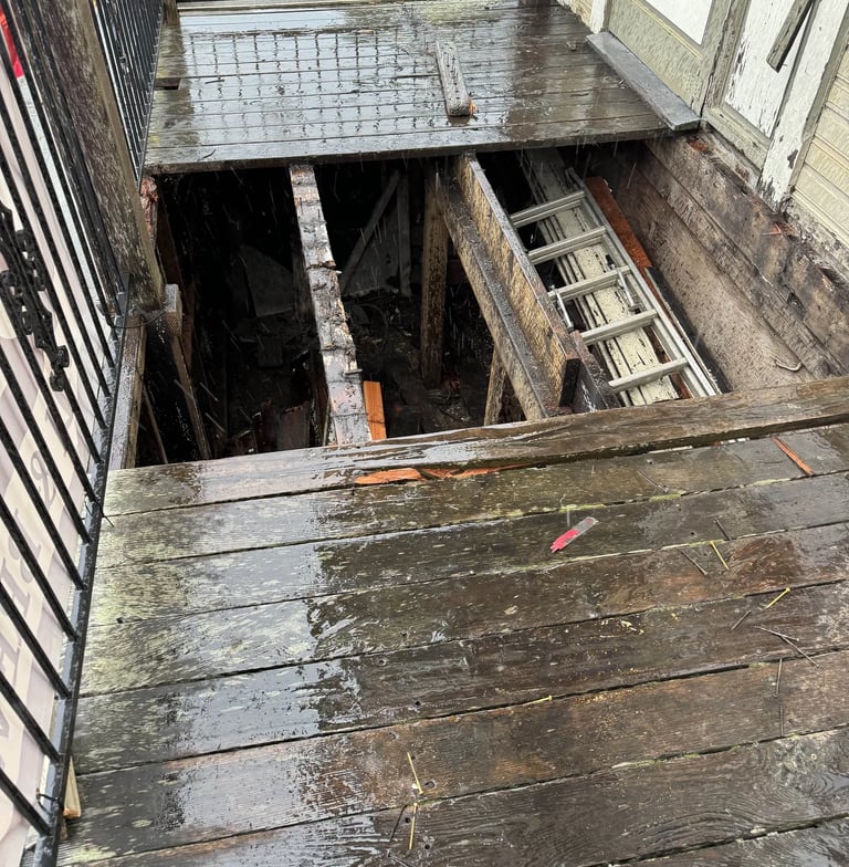 rotted wooden deck