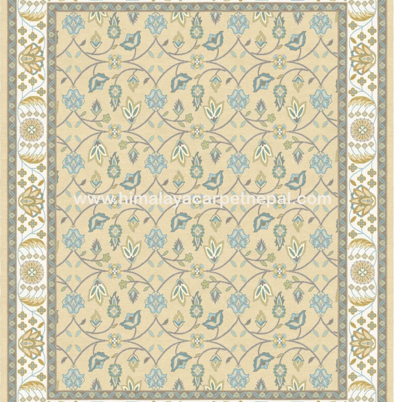 Custom Rugs - Contemporary traditional hand-knotted rug with intricate floral and geometric patterns