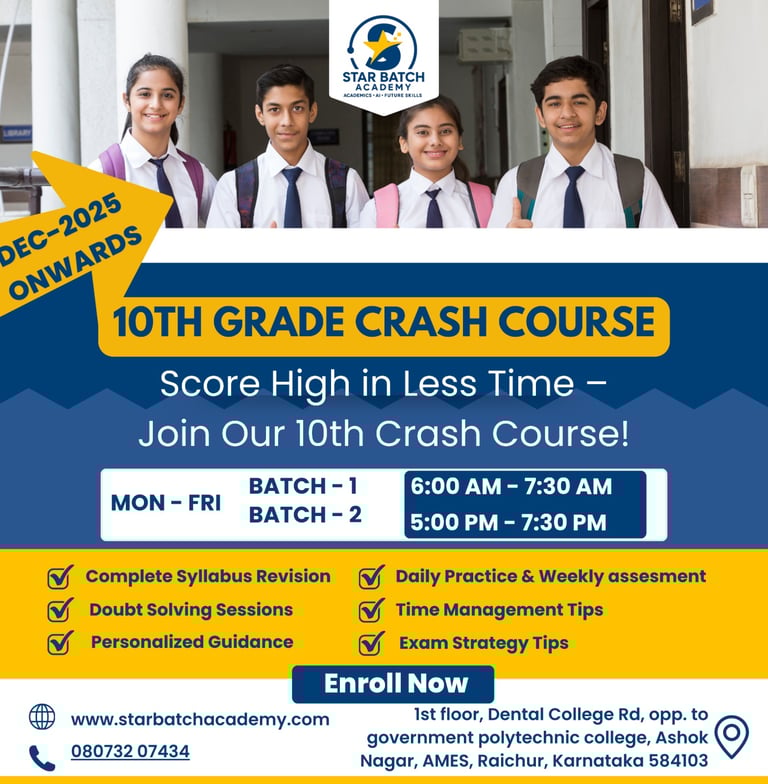 Star batch academy 10th grade Crash course