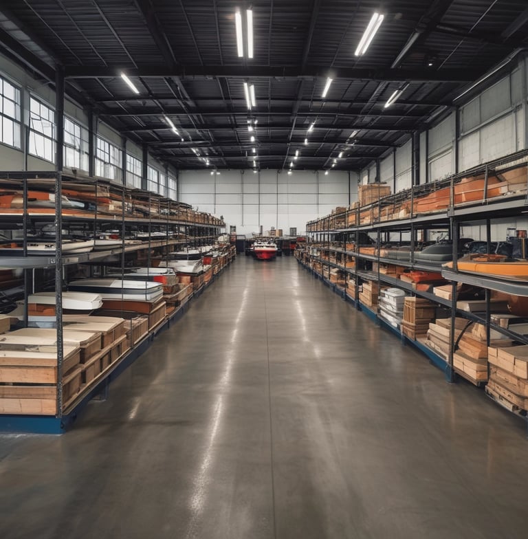A clean, organized garage space with tools and vehicle covers ready.