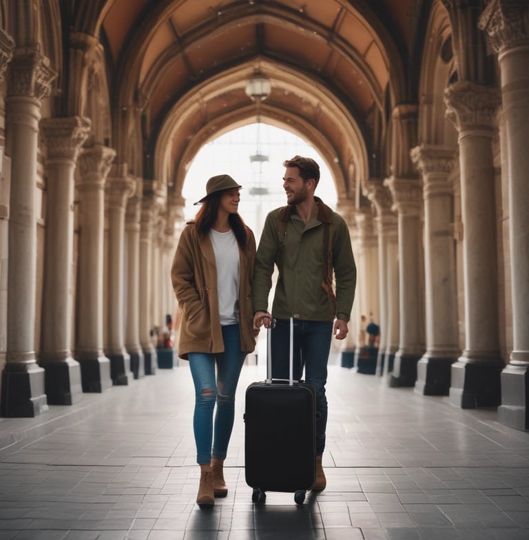 A colorful packing checklist with icons for clothes, gadgets, and toiletries.