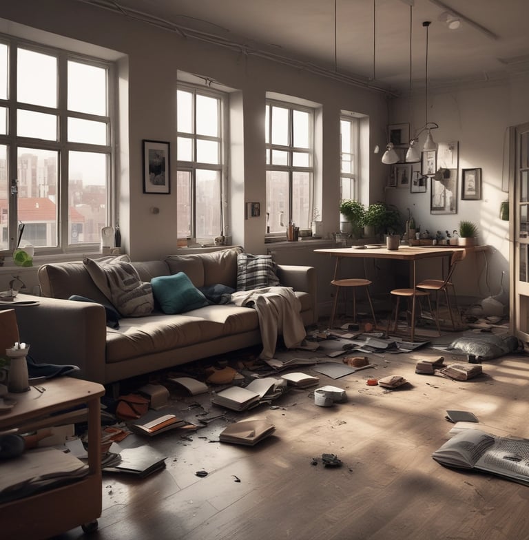 Three blue recycling bins are positioned on a sidewalk against a building with closed metal shutters. The bins display a yellow 'M' logo and the one on the far right is overfilled with cardboard boxes.