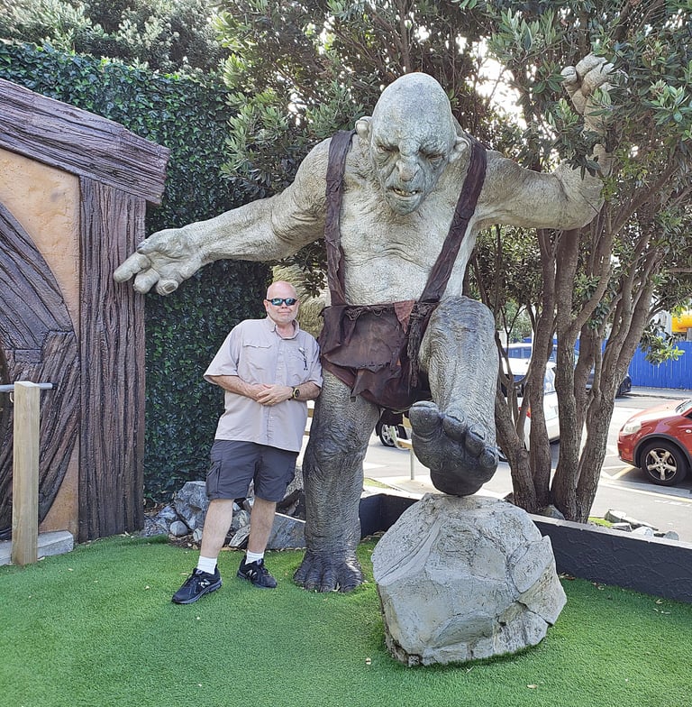 The Pirate finds his long lost twin at Weta Studios in Wellington, New Zealand