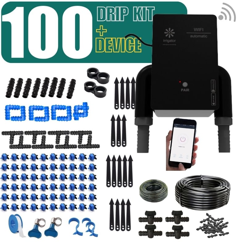 buy irrigator bundle Wifi Remote Timer with 100 Plants Drip Kit 