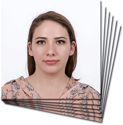 a set of passport photos of a woman