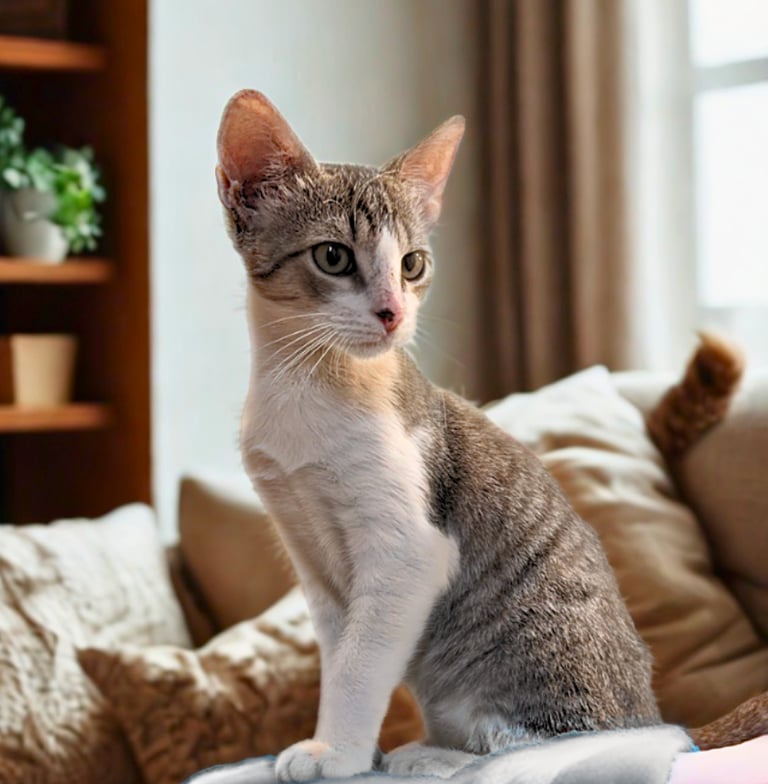 Memo, a cat in our rescue, came to us with a bad case of ringworm, but he's recovered now!