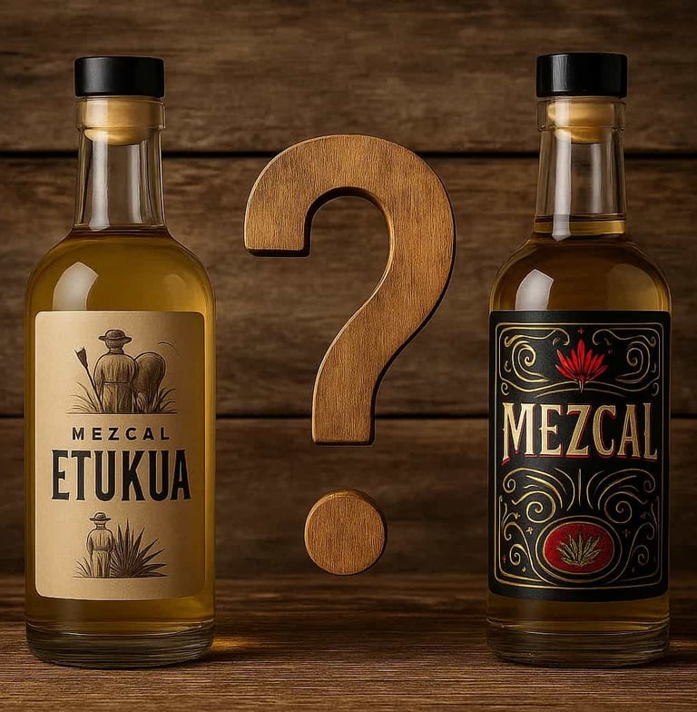 Diferencias entre una botella de mezcal artesanal auténtico y una botella de mezcal comercial genéri