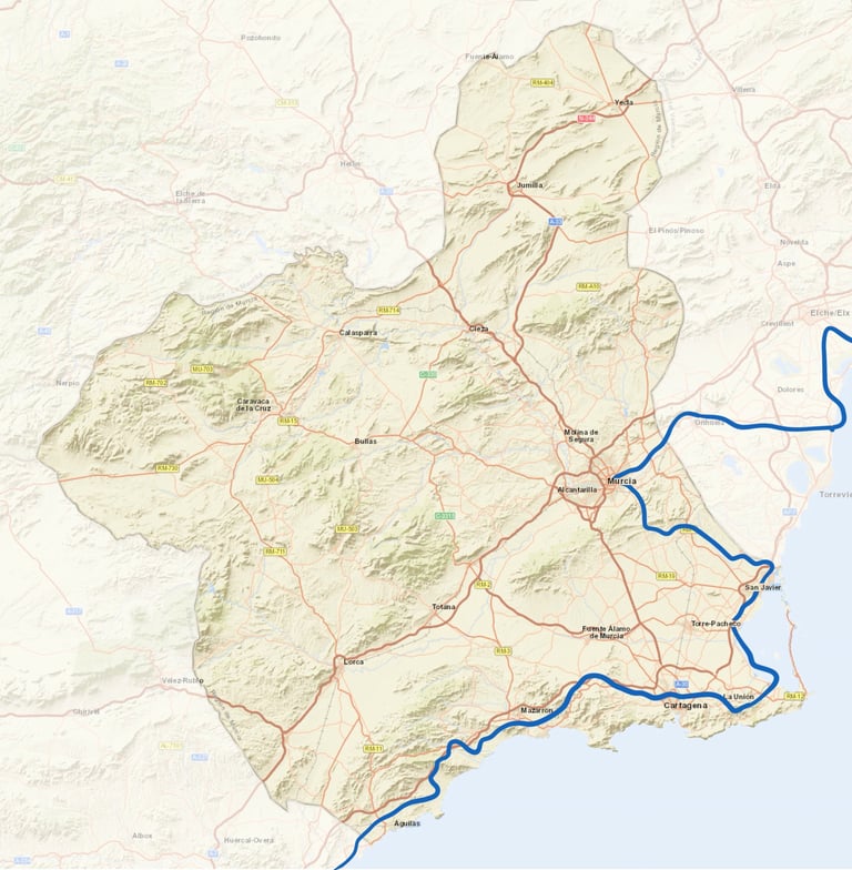 EuroVelo 8 – Mediterranean Route murcia map