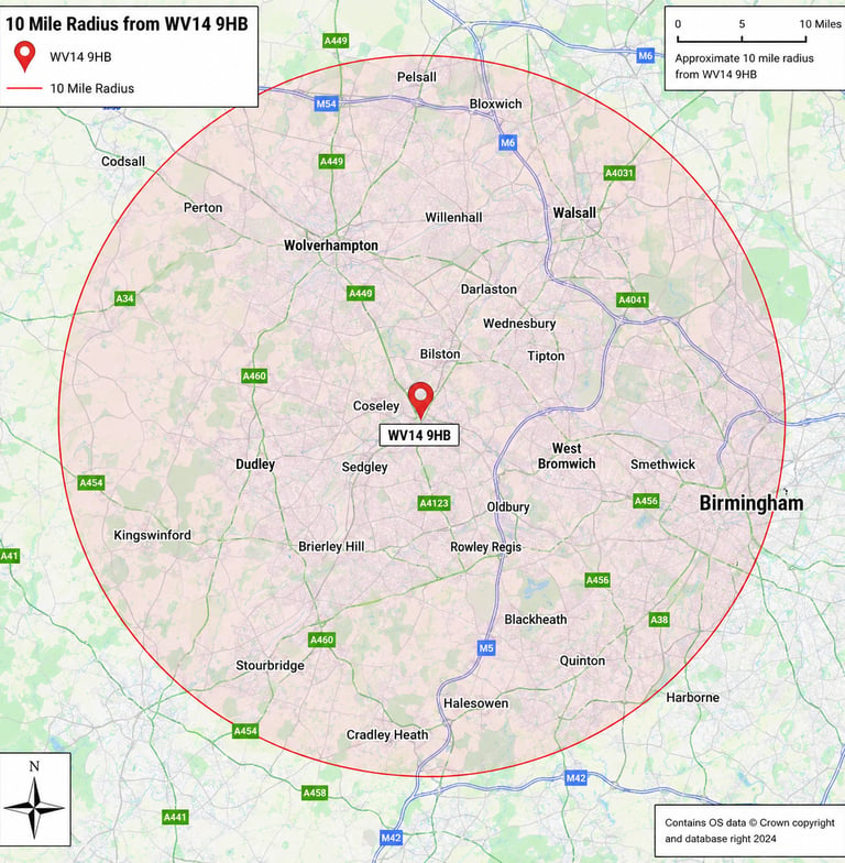 Electrician areas covered, Wolverhampton, Dudley, and Birmingham areas.
