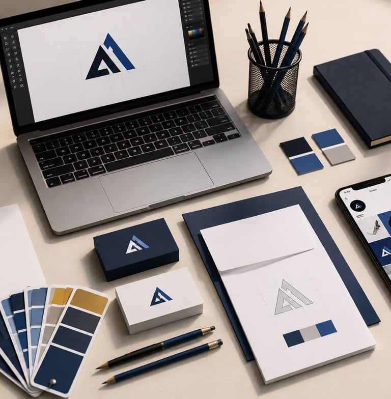 Professional branding team collaborating on a brand identity project