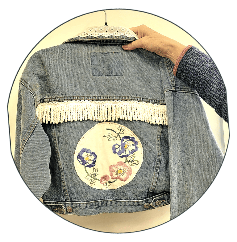 Angie Coburn upcycled denim jacket