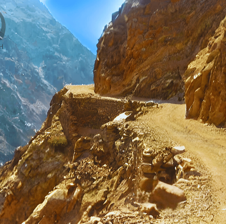 Rugged road leading towards fairy meadows 