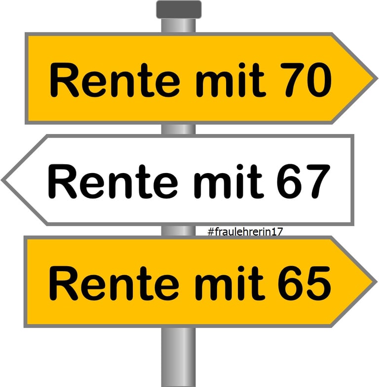 Rente mit 65 - Rente mit 67 - Rente mit 70 - Infografik - Schaubild #fraulehrerin17