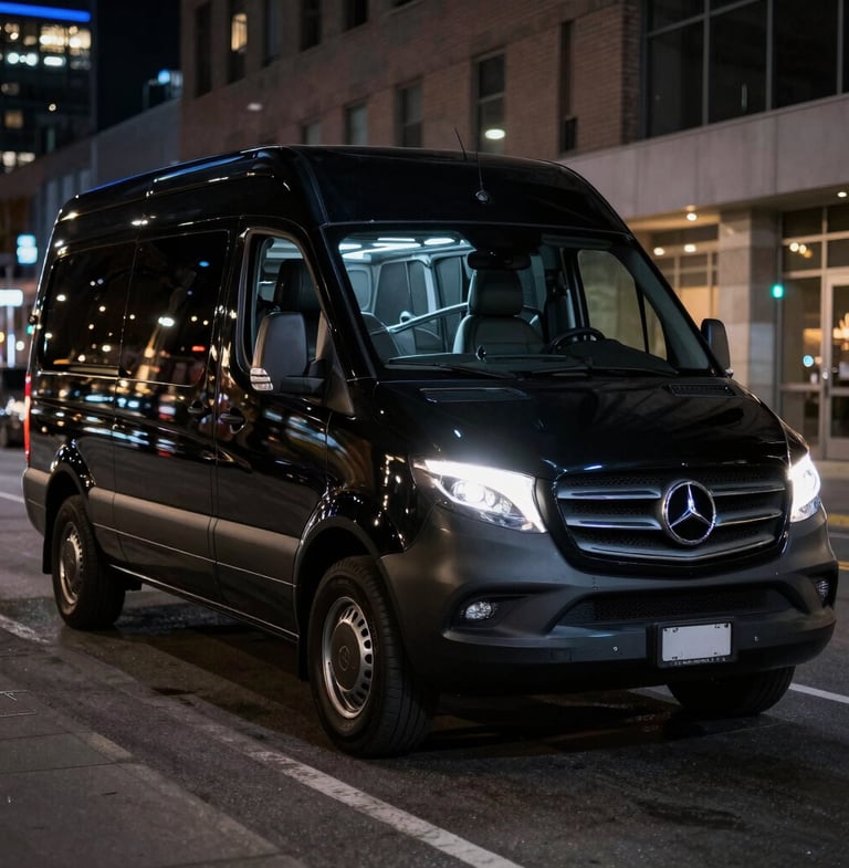 mercedes sprinter van Luxury Van night view   VIREMONT CHAUFFUER  Toronto