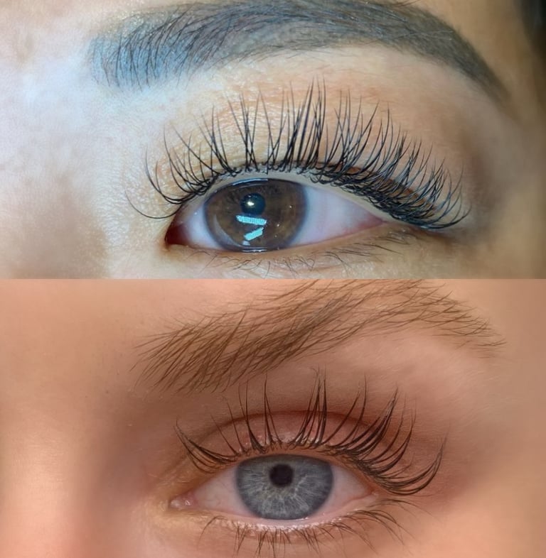 Before and after lash extensions Redondo Beach lash studio
