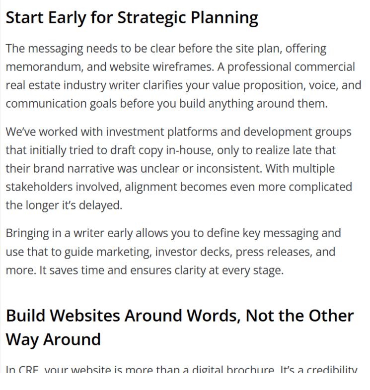 Creative Real estate copy sample
