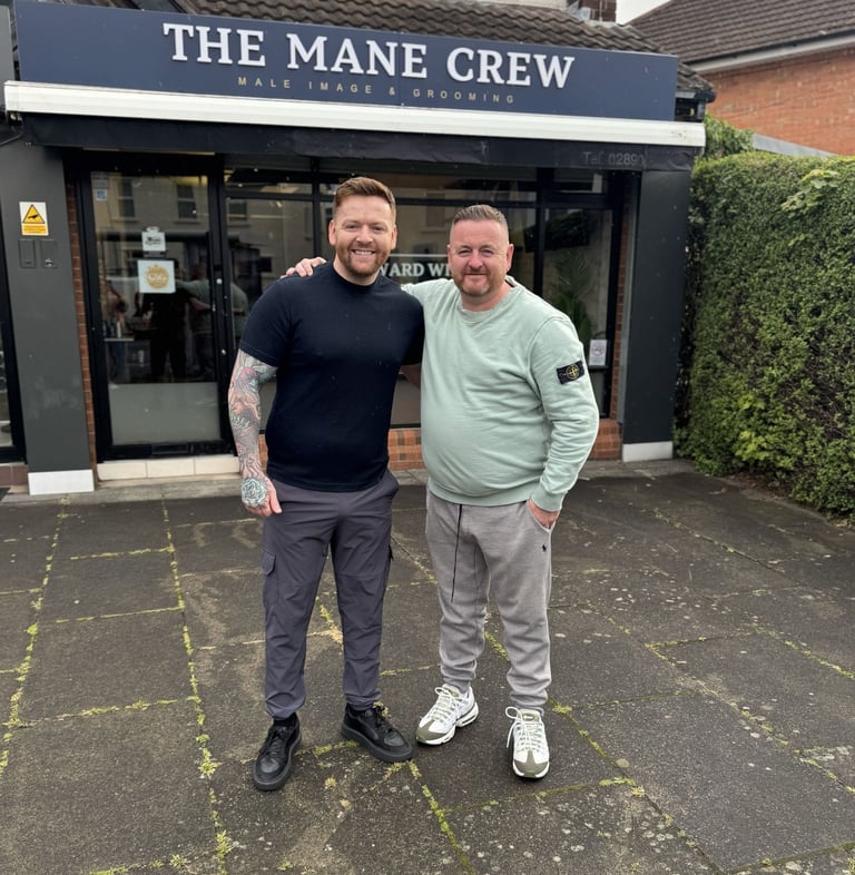 Mark from the Mane Crew with Paddy McDonnell comedian